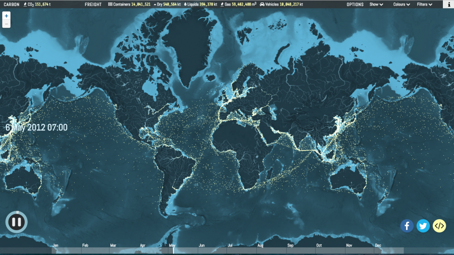 Interaktív térképen a világ összes teherhajója